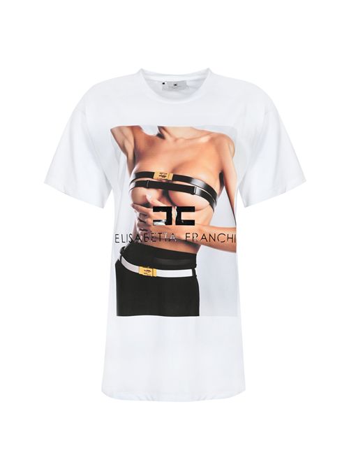 T-shirt in cotone con stampa fotografica Elisabetta Franchi | MA02456E2270